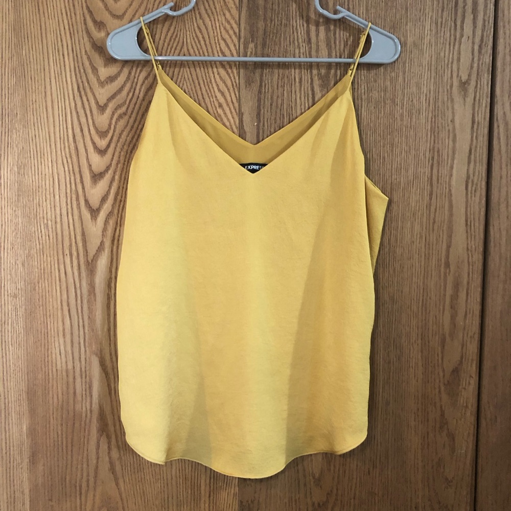 Mustard Sleek Cami Tank Top Size Medium Adjustable Spaghetti Strap Flowy Boho